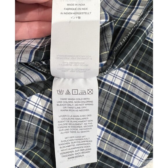 J. Crew Women Beaded Embellished Forest Green Tartan Plaid Shirt Small Sequin - Picture 14 of 14